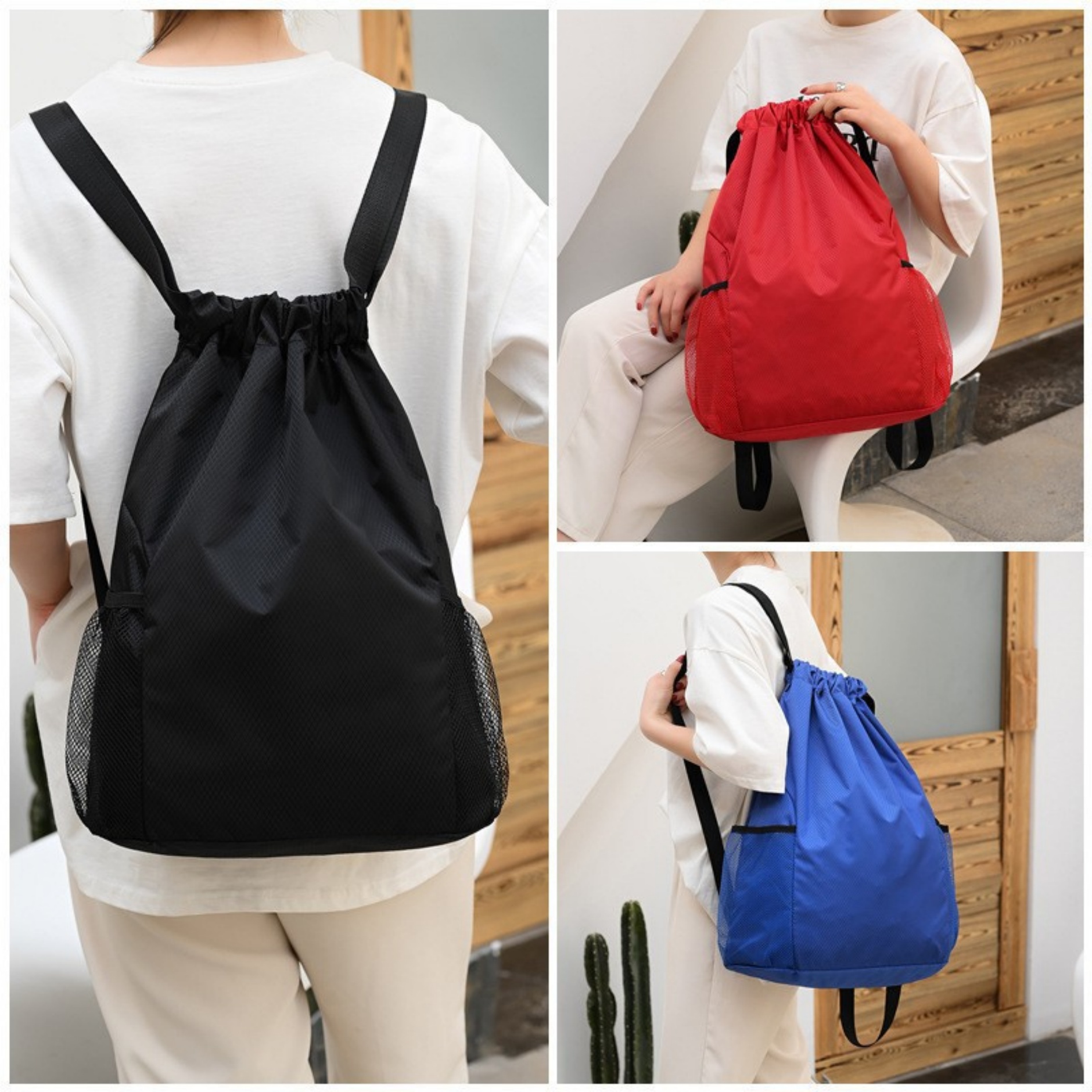 Large Drawstring Backpack Travel Storage Bag 4