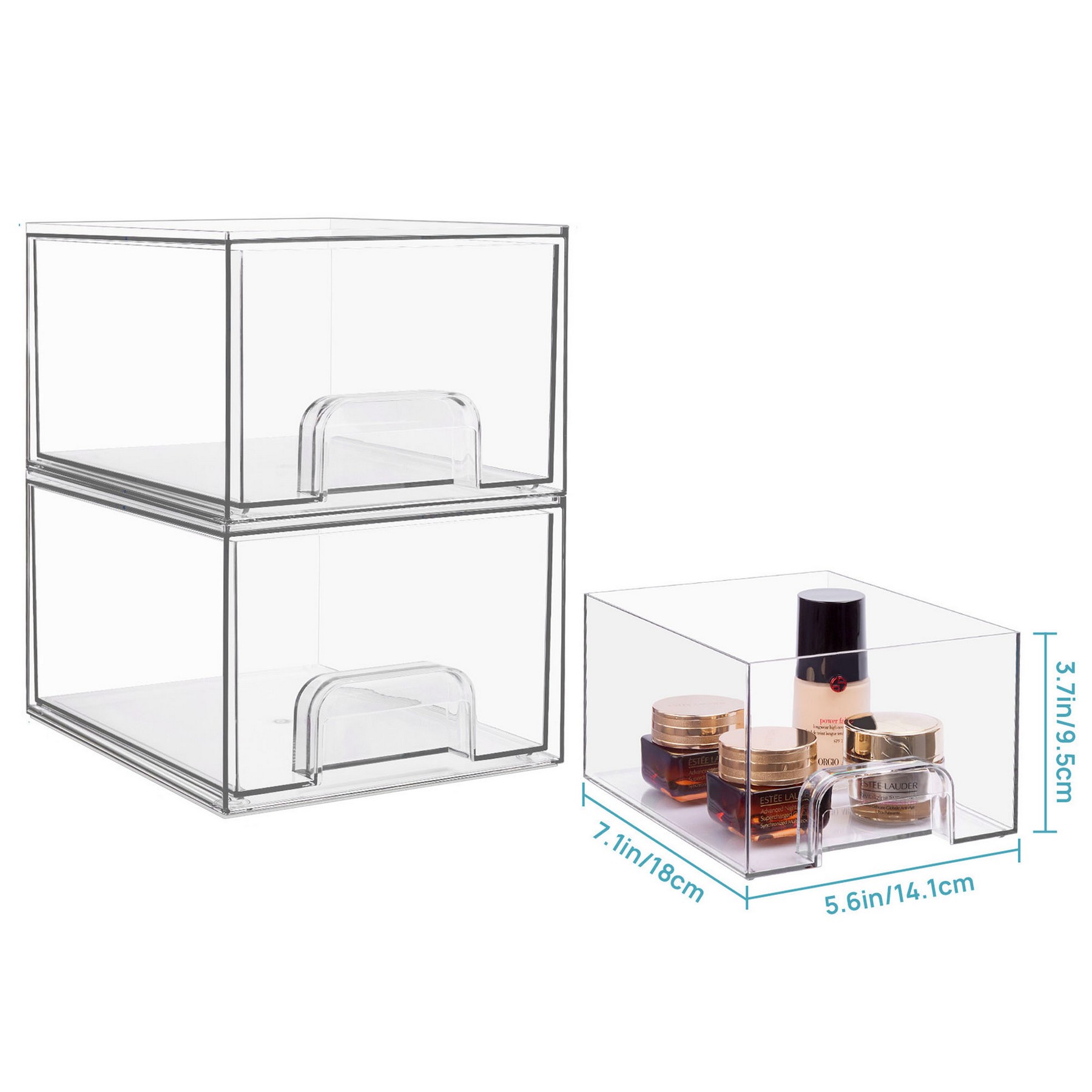 Stackable Cosmetic Clear Storage Drawers 4