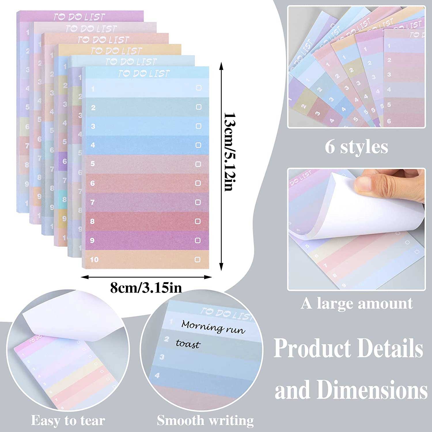Rainbow Sticky Notepad Grocery List Notes Office Supplies 7