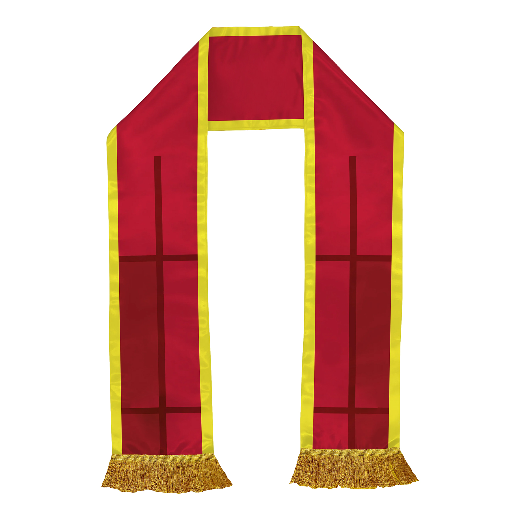 Premium 140gsm Glossy Satin Fan Scarf With Tassel Fringe 17