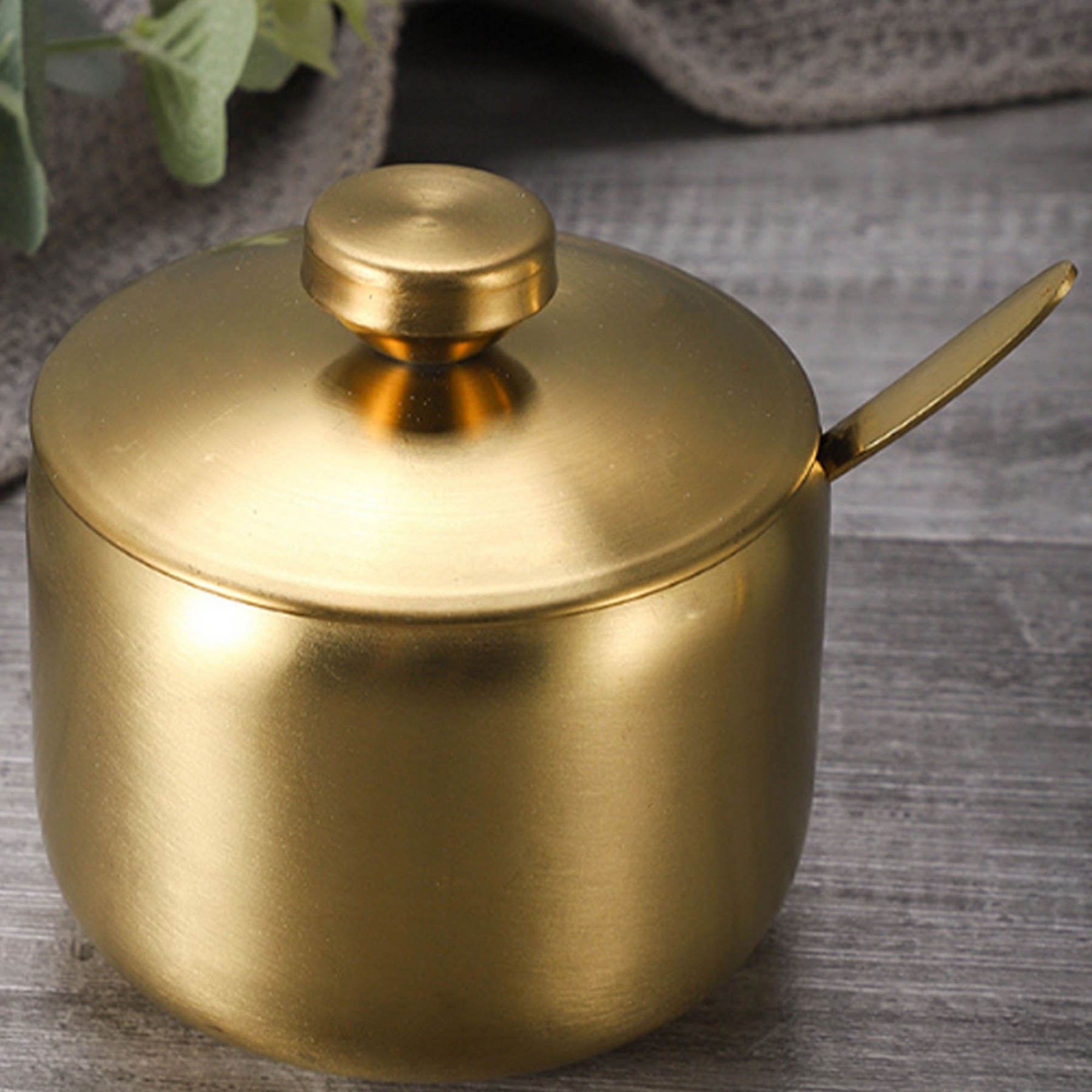 Stainless Steel Sugar Bowl / Jar Condiment Pot 2