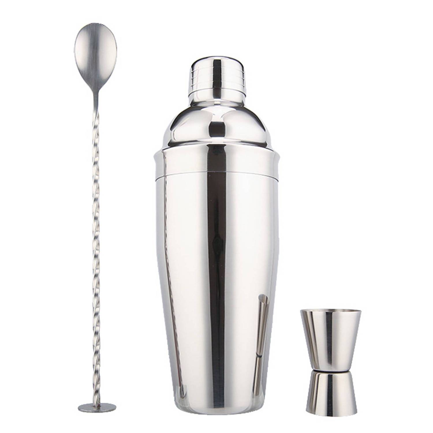 25oz Double-Wall Cocktail Shaker Jigger Mixing Spoon Set 5