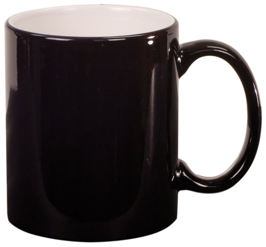 11 oz. Black Ceramic Round LazerMug 1