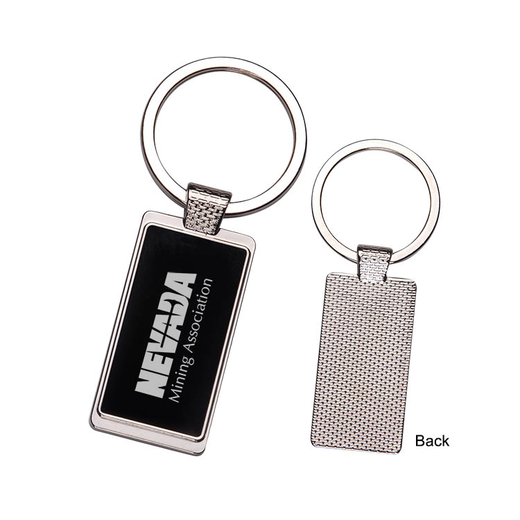 RECTANGLE METAL KEY CHAIN W/ DARK REFLECTIVE CENTER 4