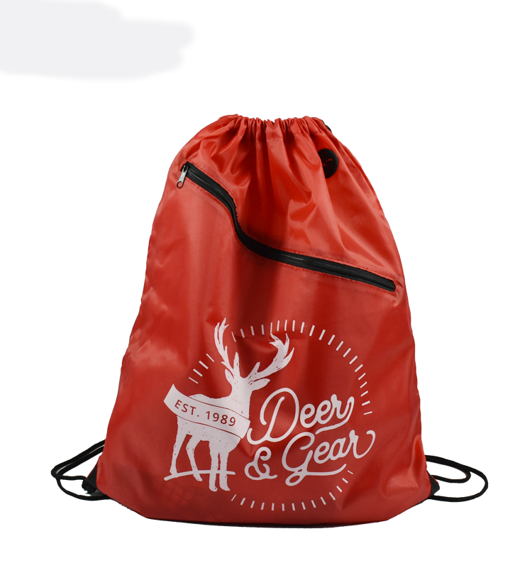 Drawstring Bag with Front Zipper Pocket 1