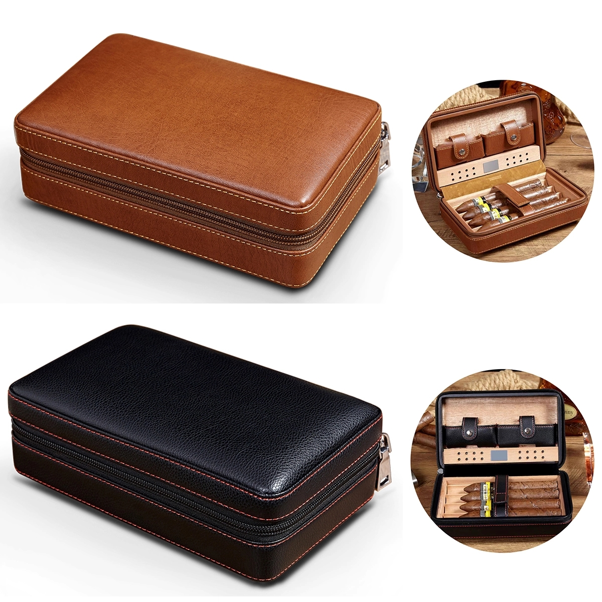 Portable Travel Leather Cigar Case 3