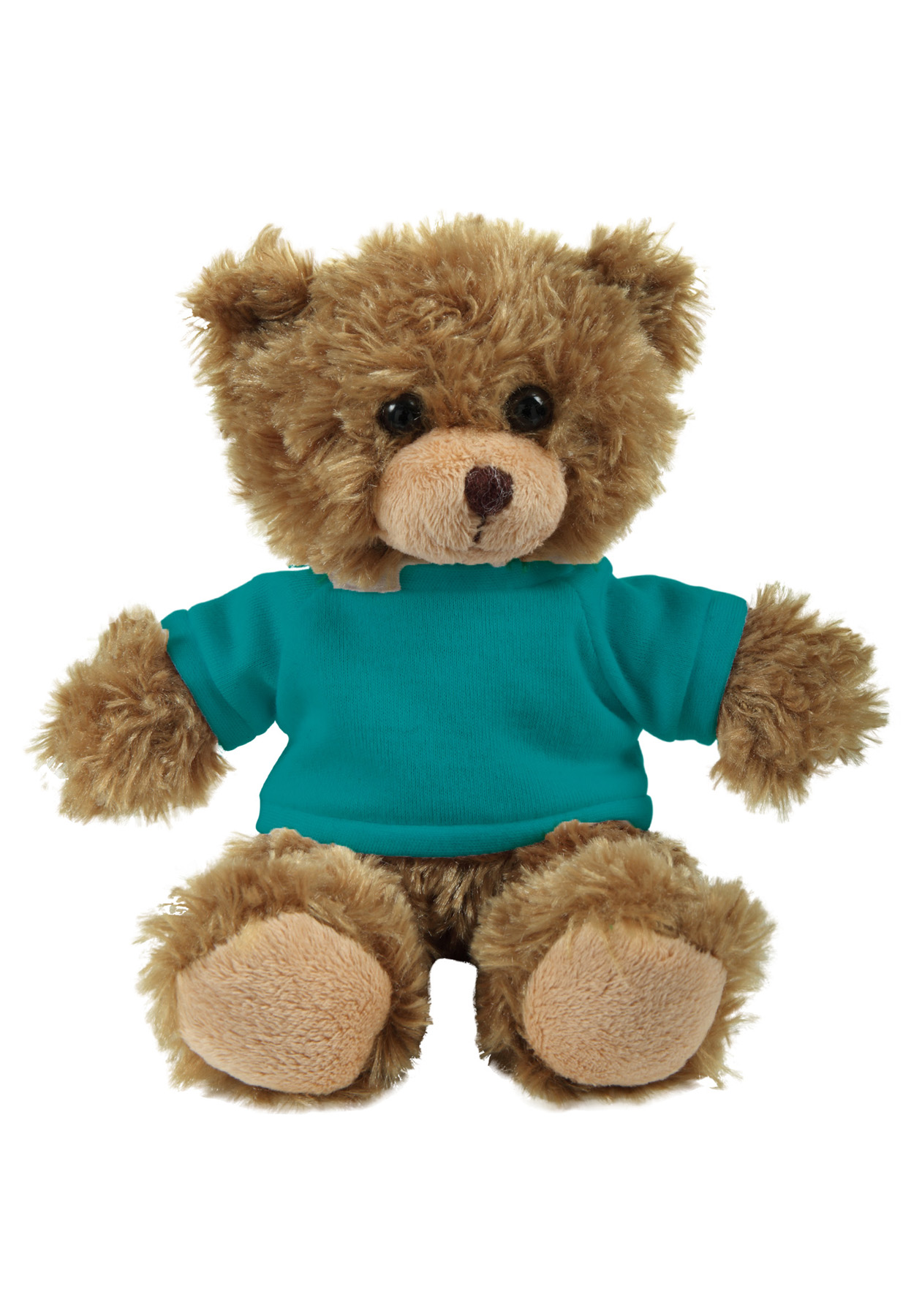 soft plush Mocha Curly Sitting Bear  with t-shirt 25