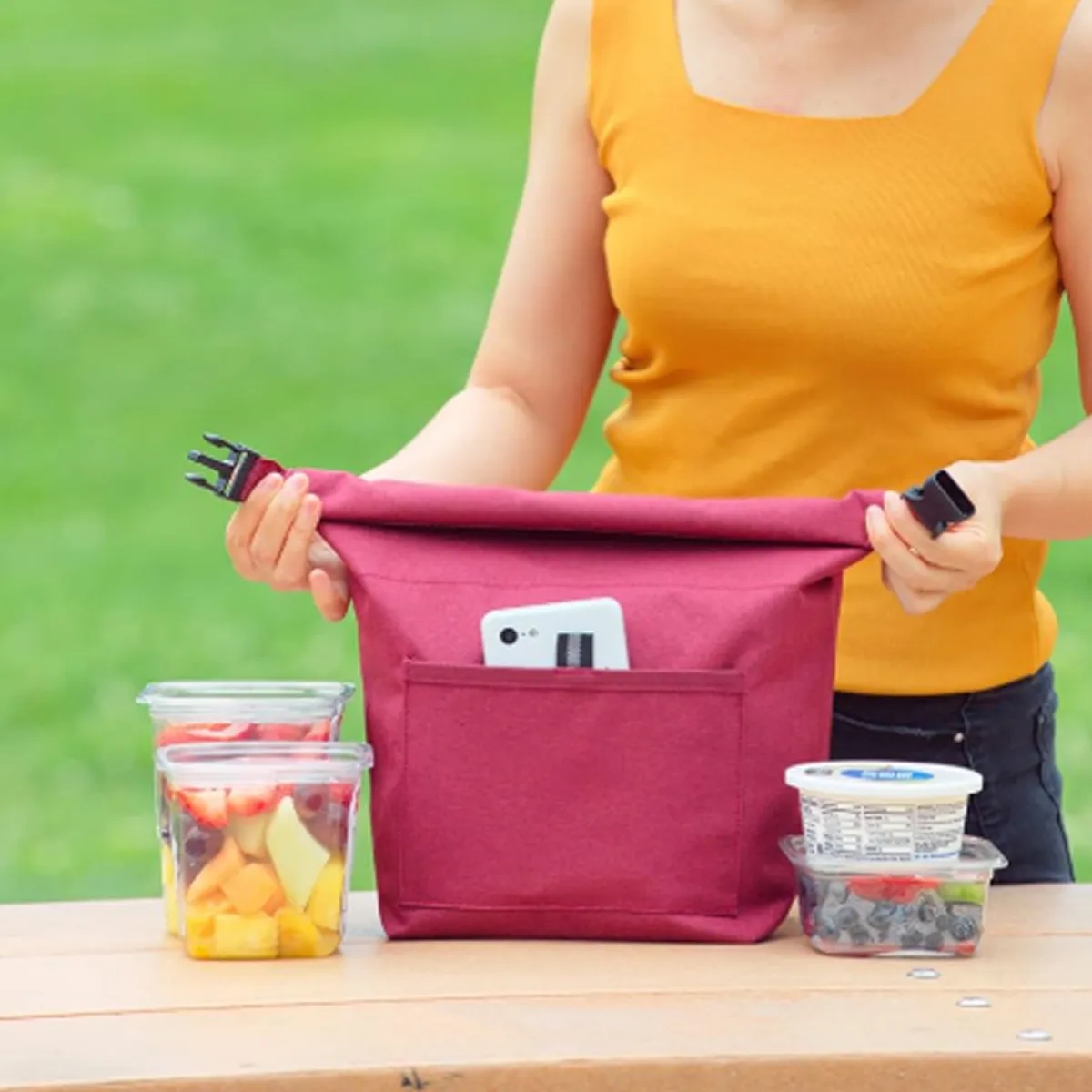 Reusable Insulated Tote Lunch Bag with Buckle Closure Cooler 4