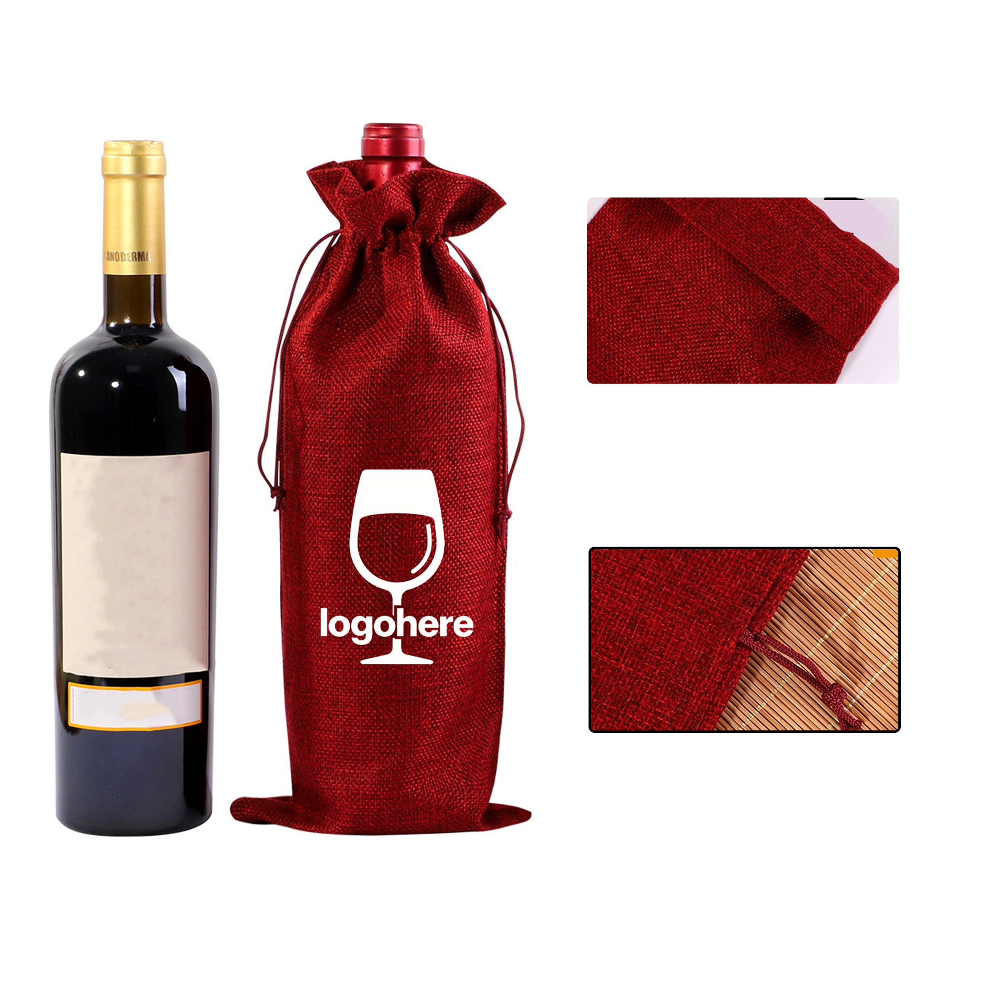 MOQ 50 Holiday Drawstring Wine Bottle Bag 2