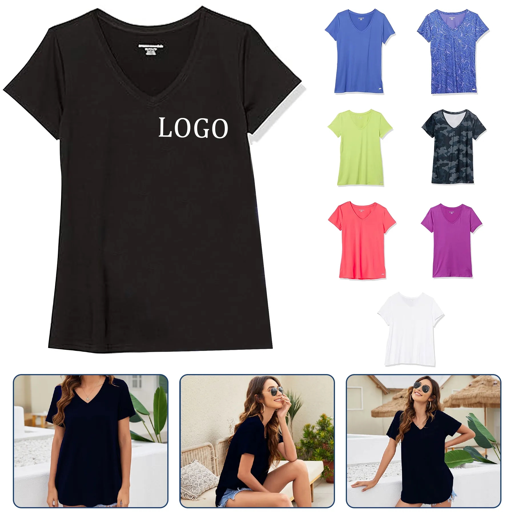 Women's Short-Sleeve V-Neck T-Shirt 1