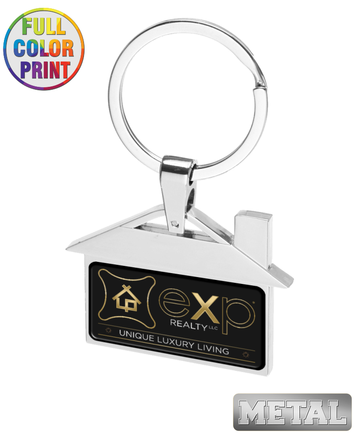 House Shaped Metal Keychain -Full Color Dome 1