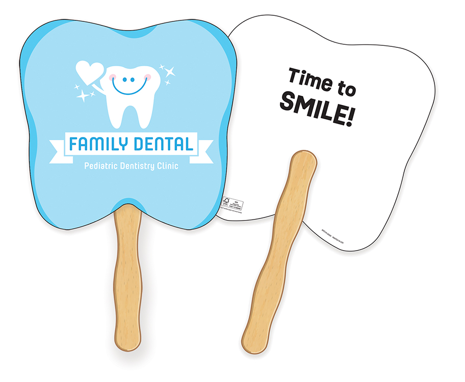 HAND FANS - Full Color, Tooth Shaped Hand Fan 3