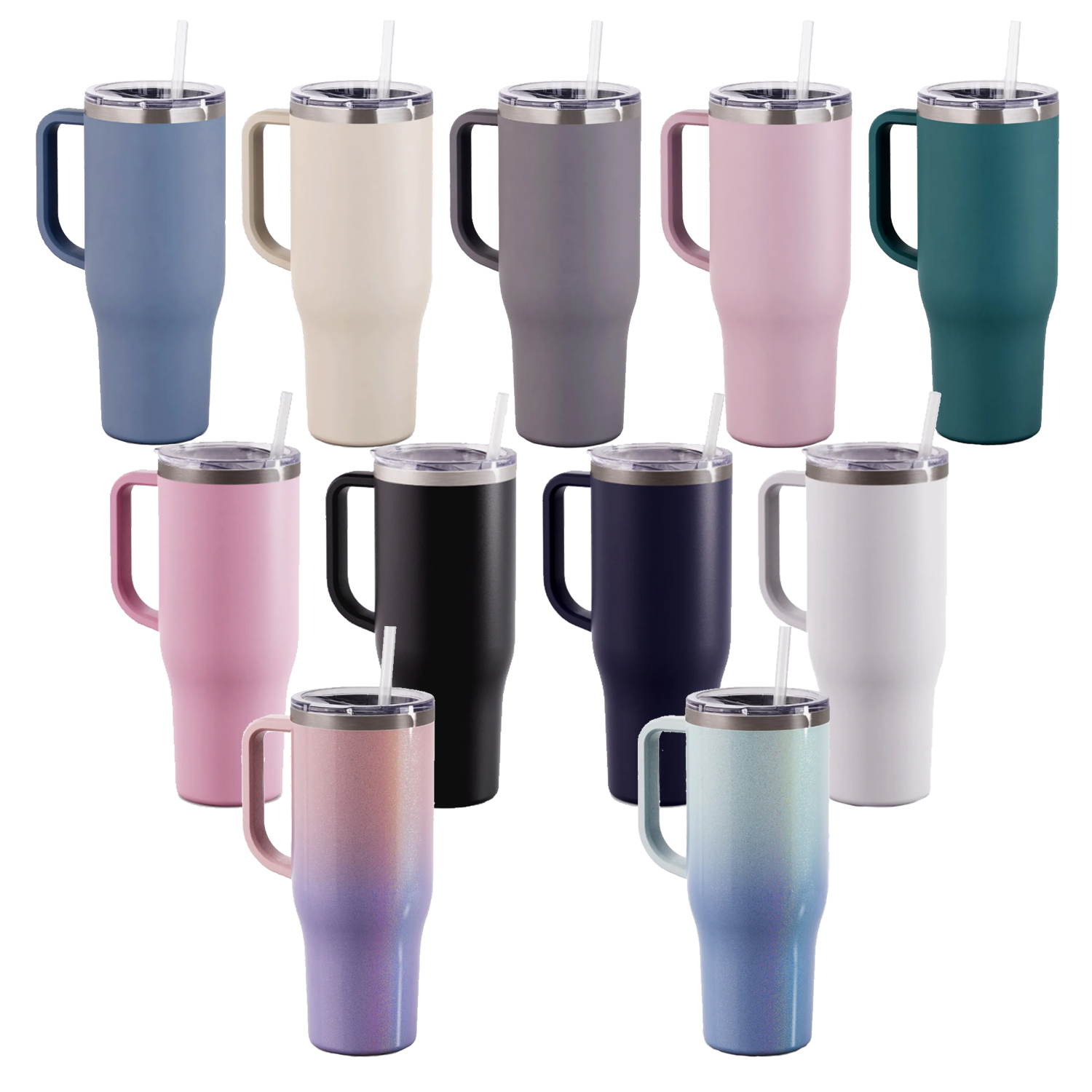 Maars 40 Oz. Stainless Steel Travel Mug - Ombre Magic Glitter Seaside Glow 3