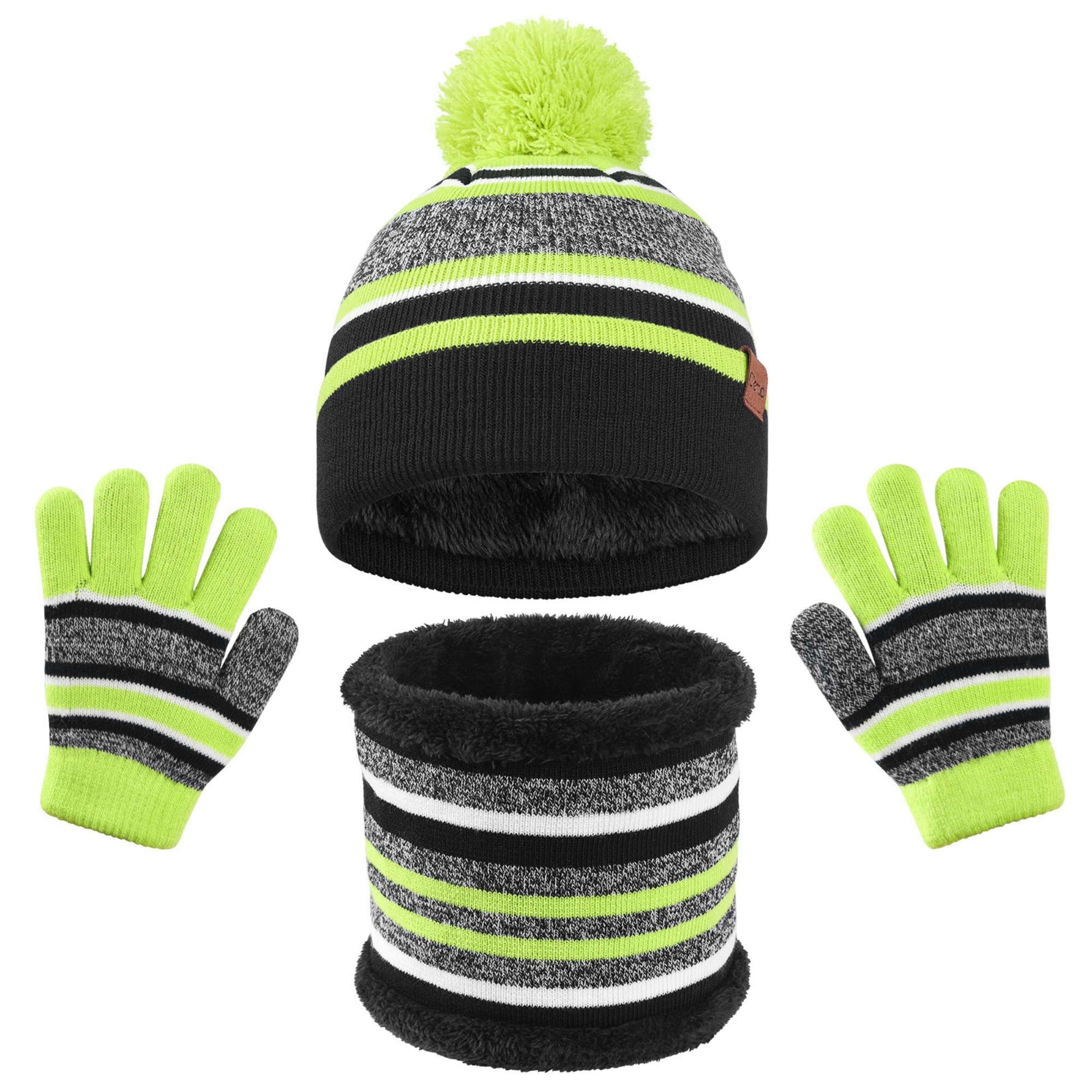 Children's Knitted Gloves Hat Scarf 3 Piece Set 1