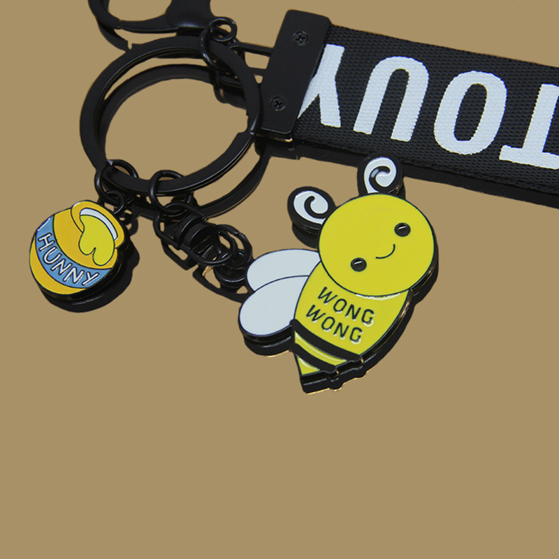 Creative Honeybee Shape Metal Key Chain with Wristband 2