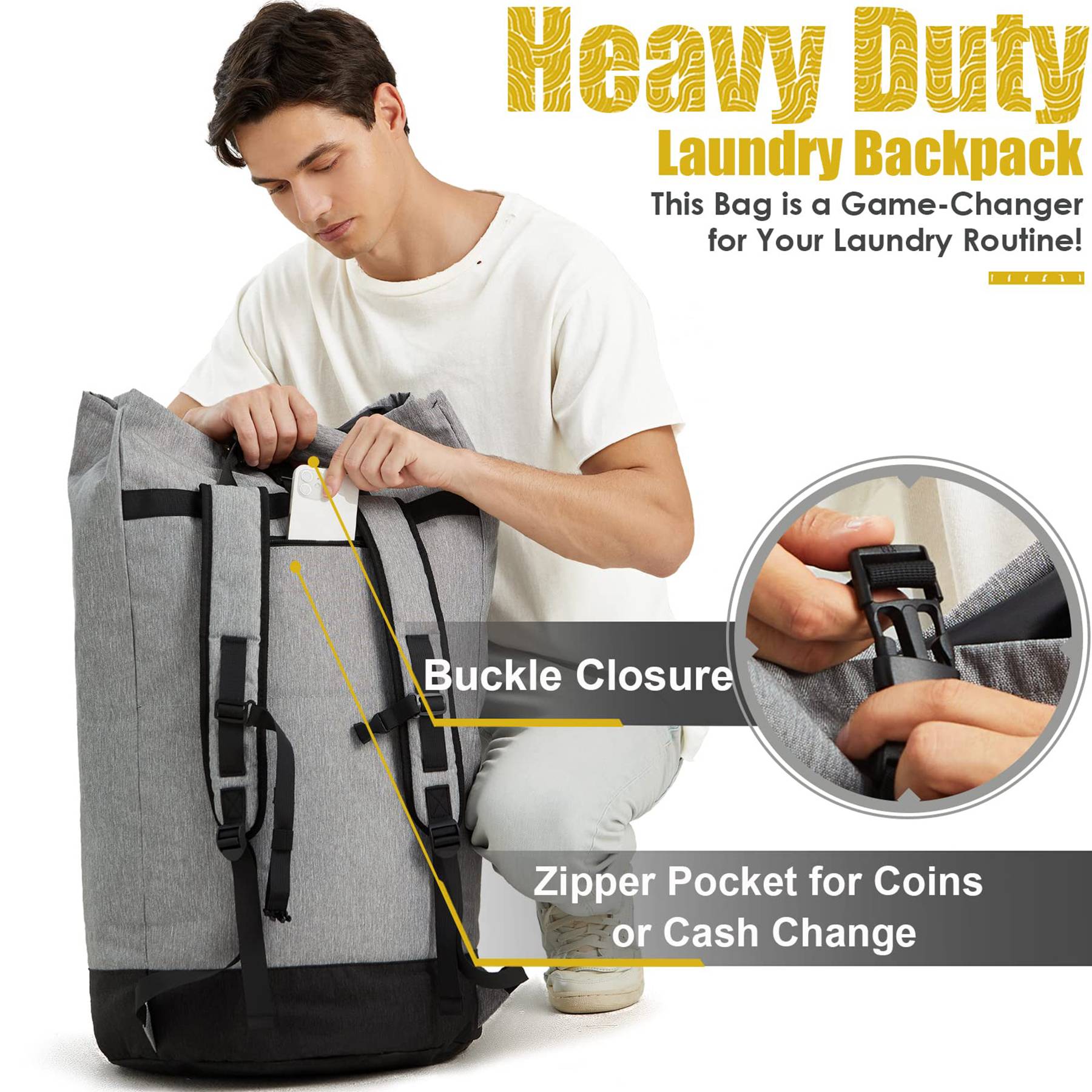 Polyester Heavy Duty Laundry Backpack 5