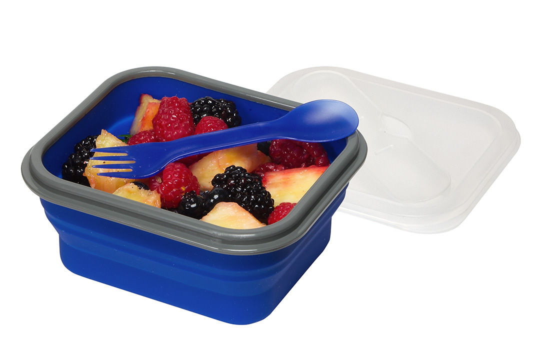 Collapsible Silicone Lunch Box with Fork & Spoon 5