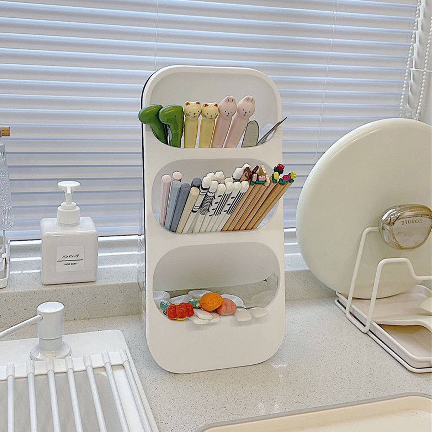 Plastic Three-tiered diagonal chopstick storage rack 7