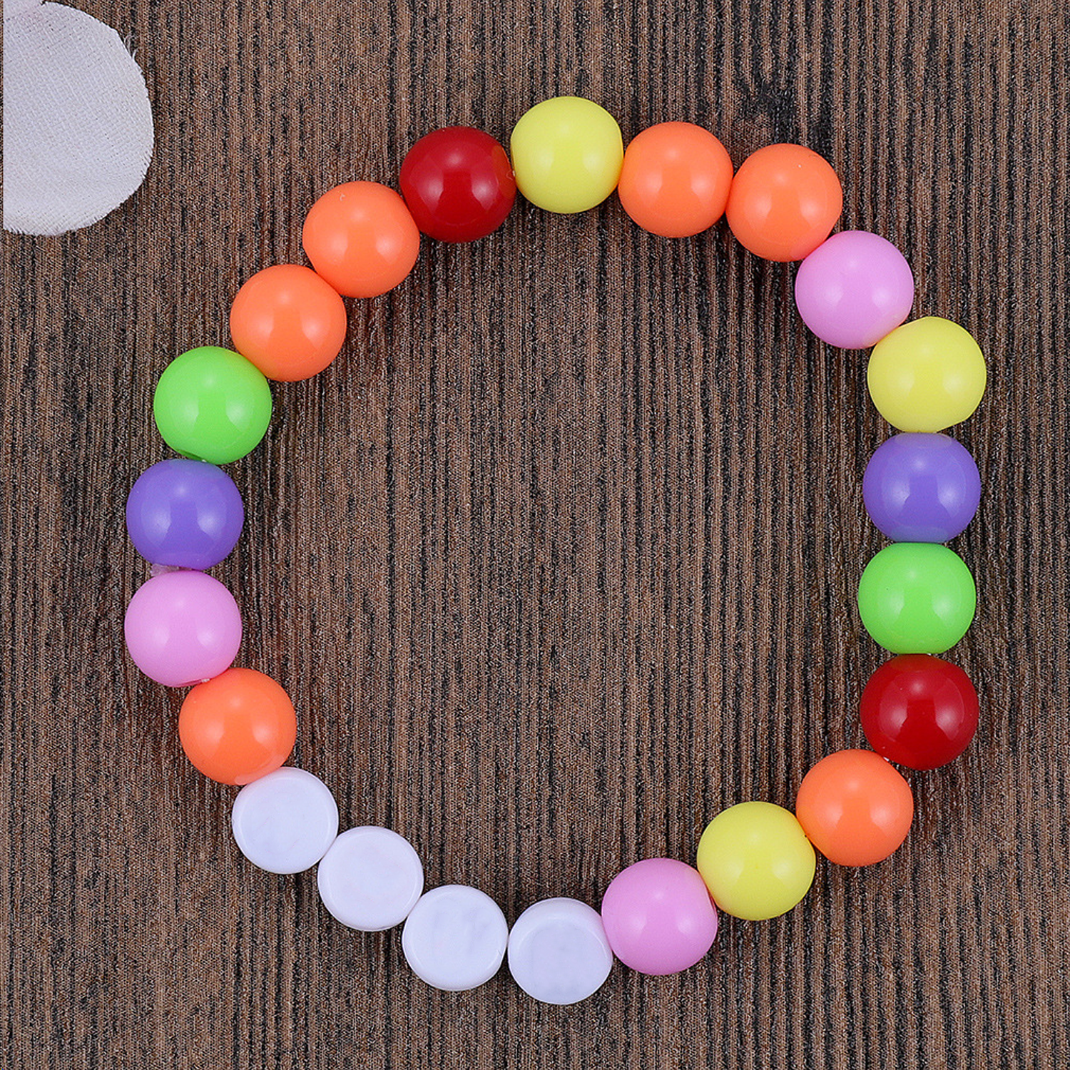 Colored Acrylic Round Bead English Letter Bracelet 4