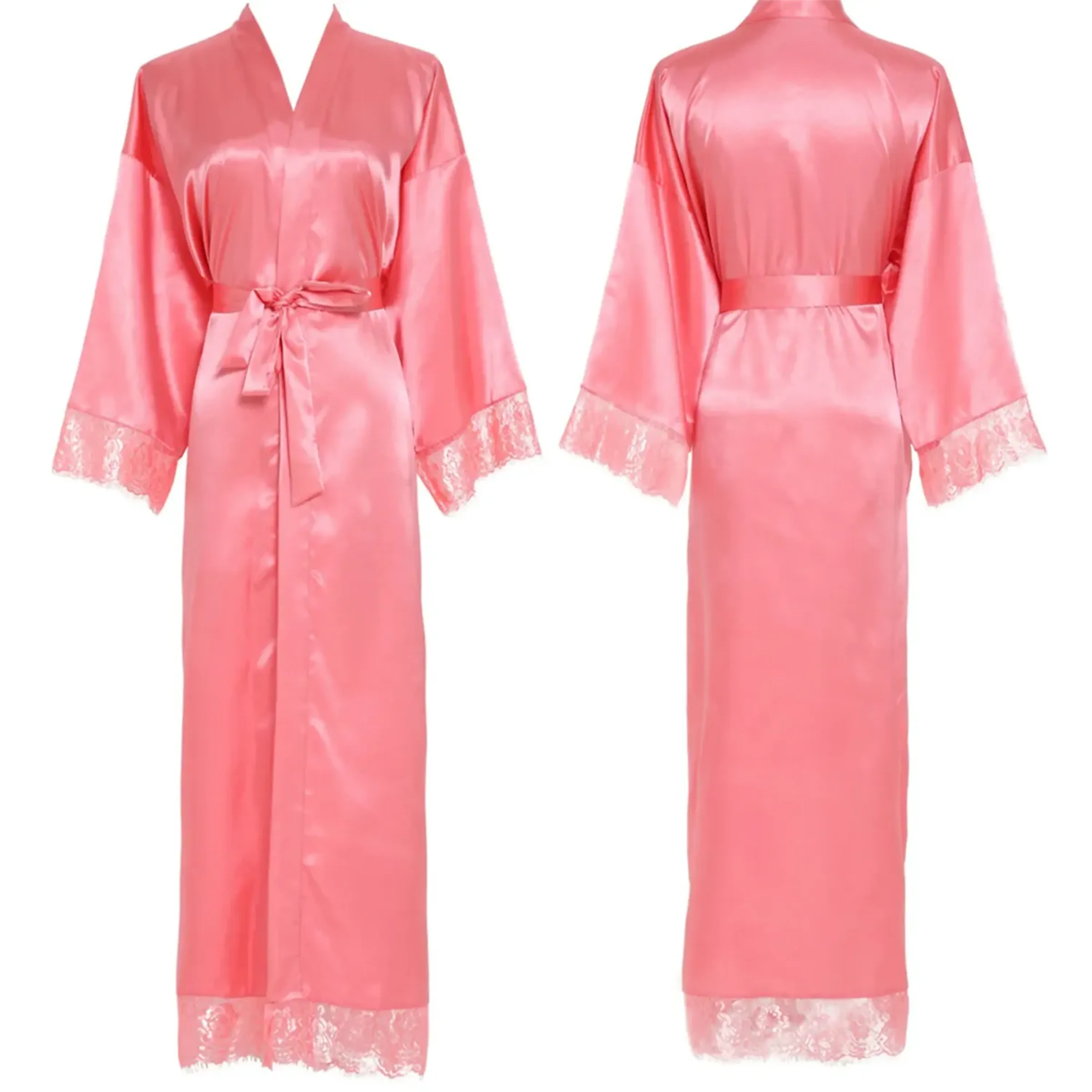 Women's Satin Robe Silk Pajamas Nightwear 4