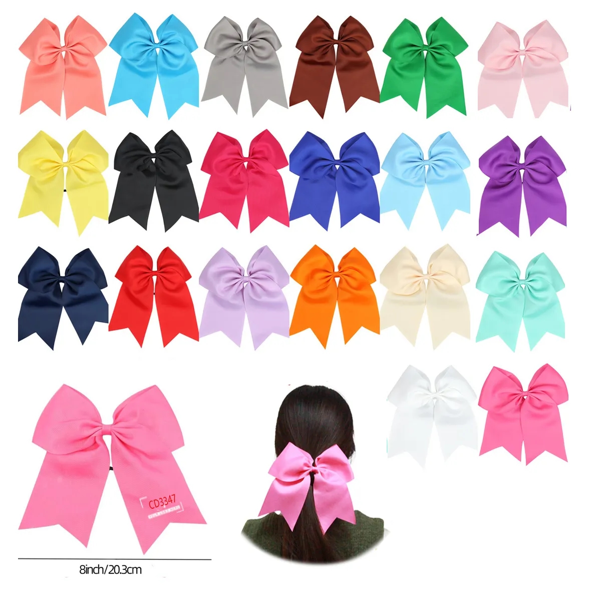 7 inch Large Cheerleader Elastic Hair Tie Bands 2