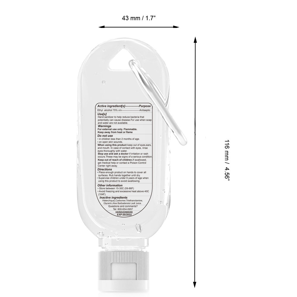 Hand Sanitizer Gel 2 oz With Carabiner