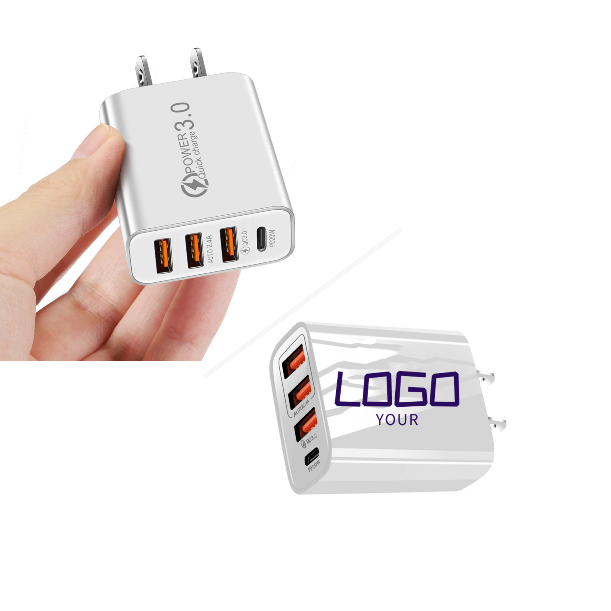 Custom 4 Port USB Wall Charger Block 2