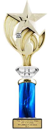 TROPH-EASE Trophy, 13" 1 column, Wood Base 1