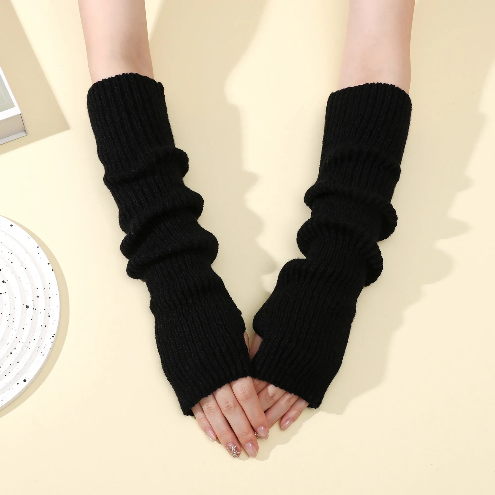 Long Fingerless Knit Winter Arm Warmers 13