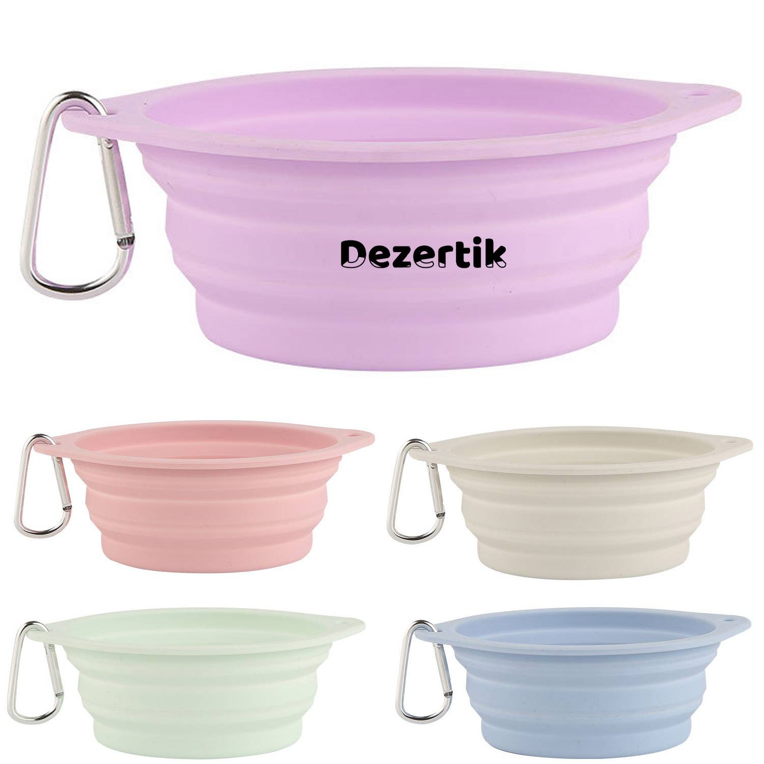 Portable Silicone Collapsible Pet Bowl w/ Carabiner