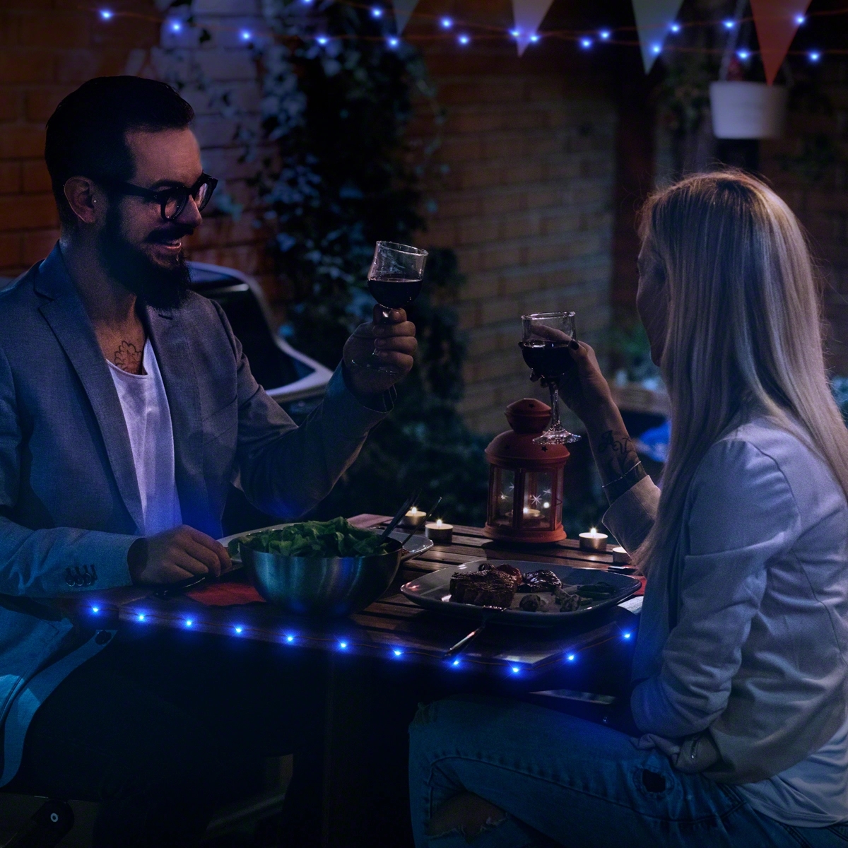 76" Blue LED String Lights, Battery Operated 2