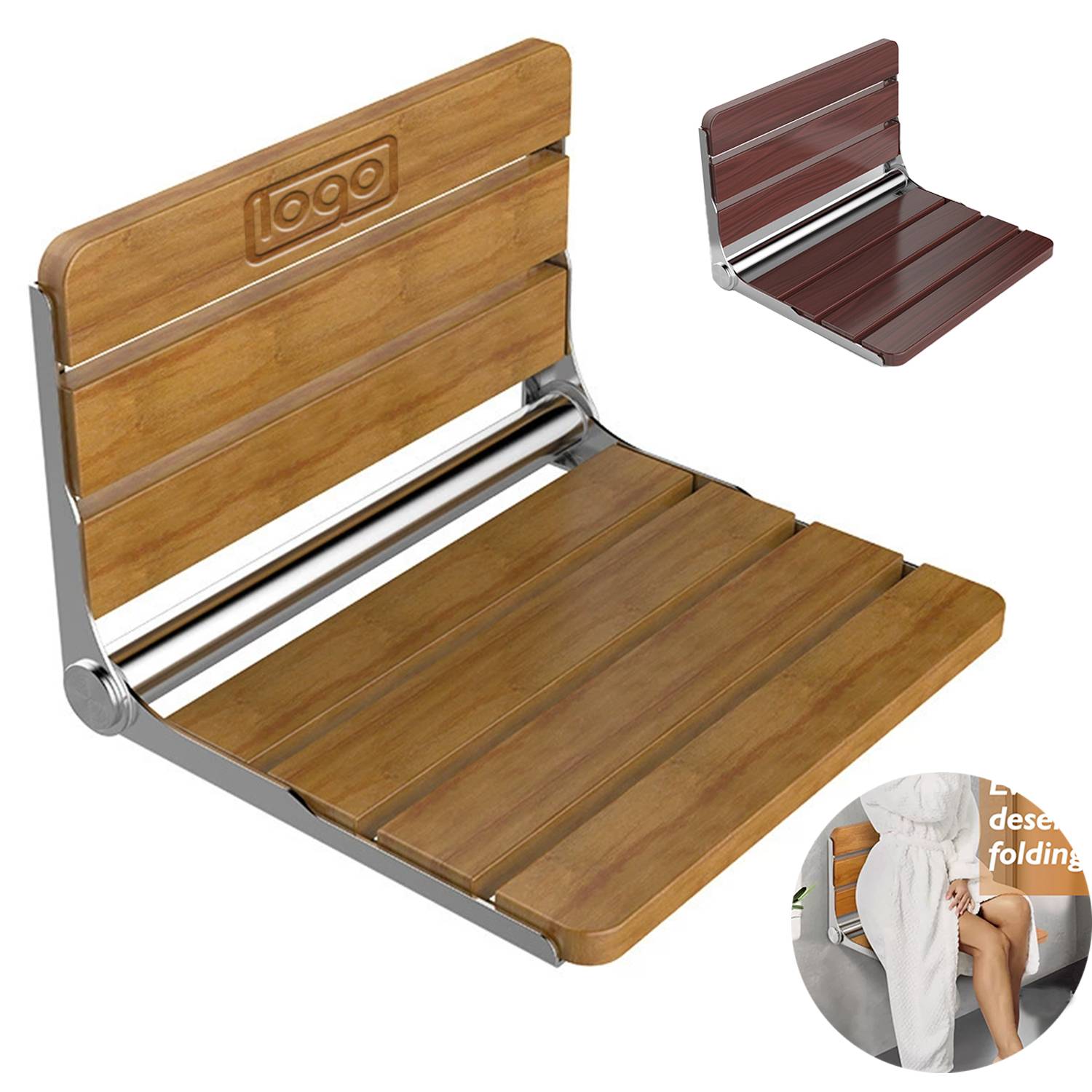 Custom Wall-Mounted Folding Wooden Chair 3