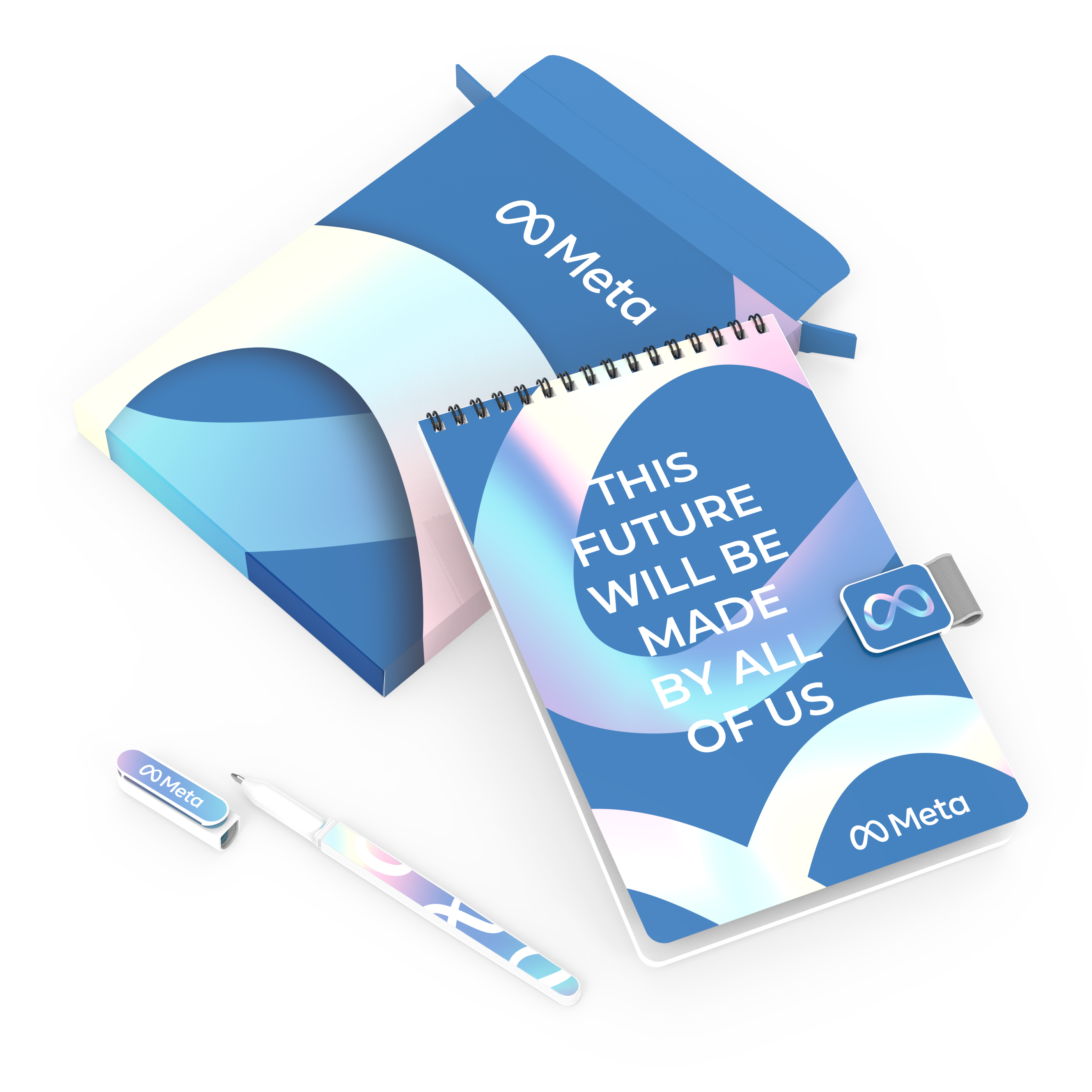 More Notes Kit: Notebook, pen and penholder set (top bound) 4