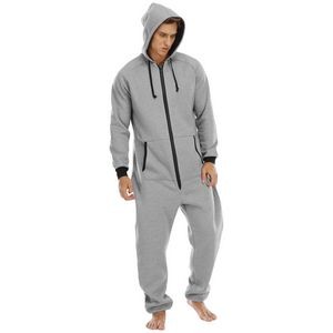 Mens Pajamas Double-Faced Fleece Jumpsuit 2