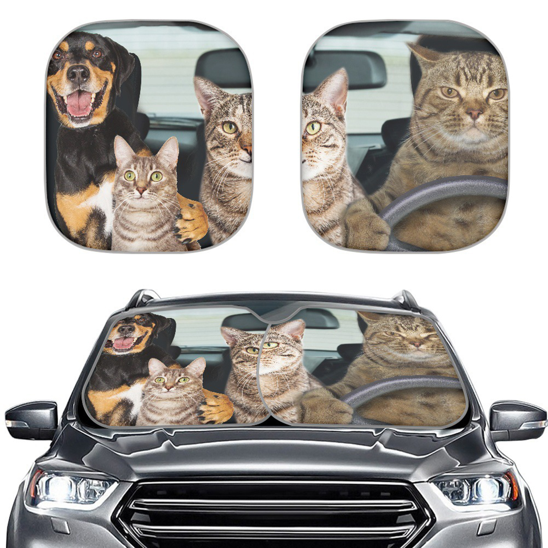 Foldable Car Front Window Sunshades 2 Pcs 2