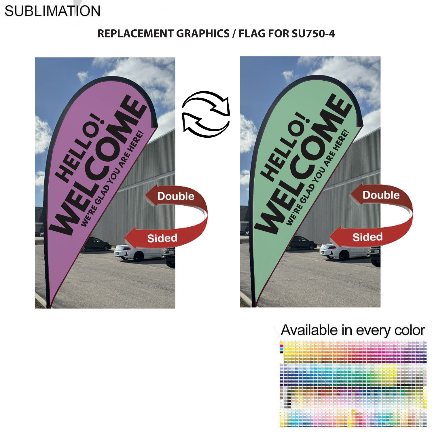 Replacement Flag for 9' Small Tear Drop Flag Kit, Full Color Graphics Double Sided 2
