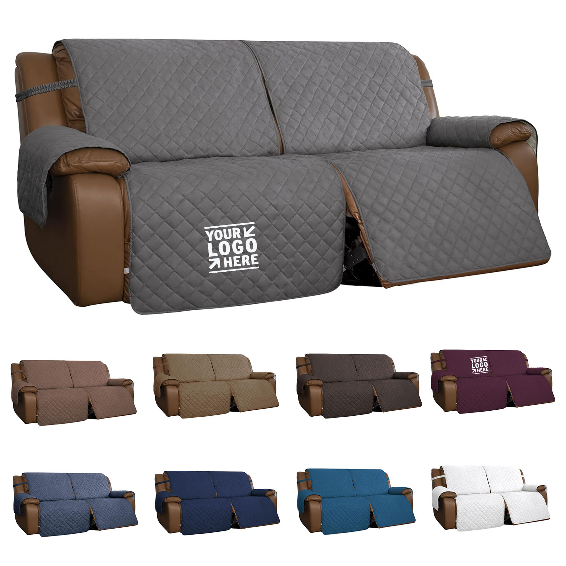 Oversized 2 Seater Loveseat Reversible Couch Double Recliner Split Sofa Cover