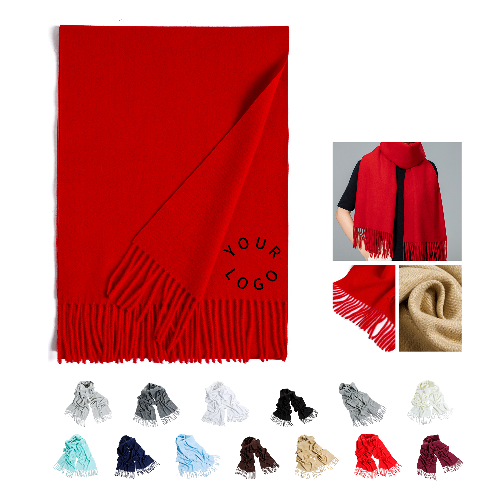 Pashmina Woven Scarf Long Soft Fabric With Fringe 27" x 78" 9