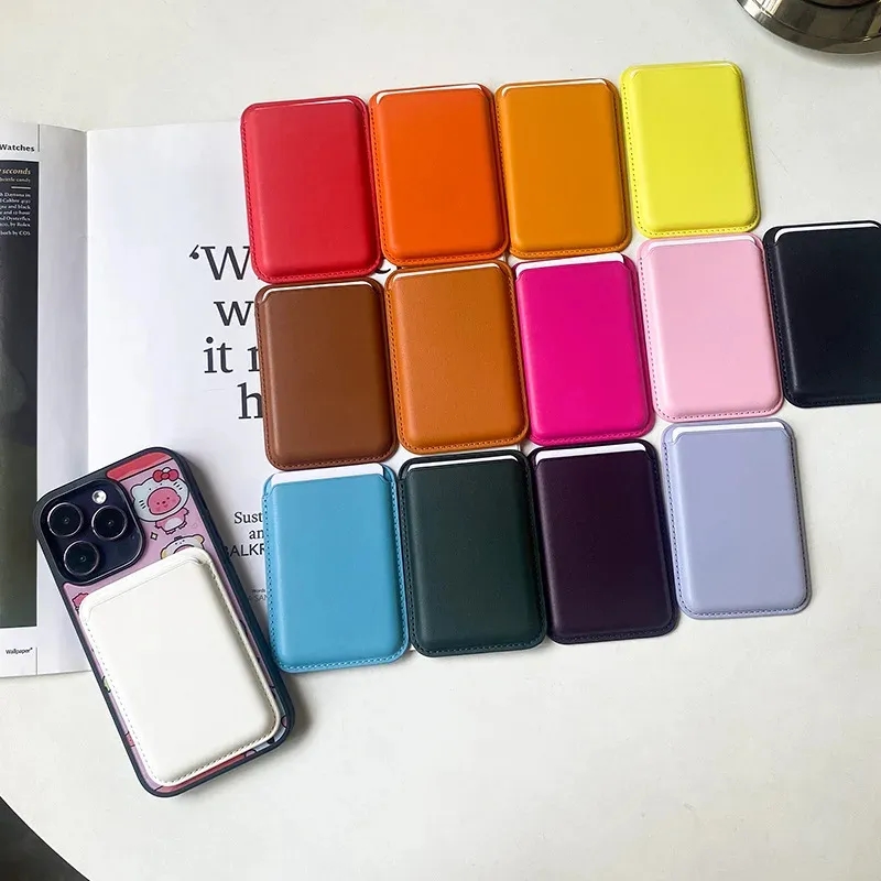 Custom Leather Phone Card Holder Magnetic Wallet 2