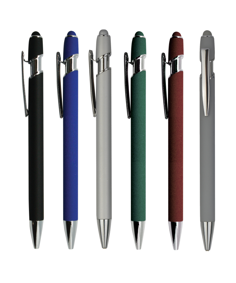 Union Printed - Soft Rubber Finish Click Metal Ballpoint Stylus Pen 2