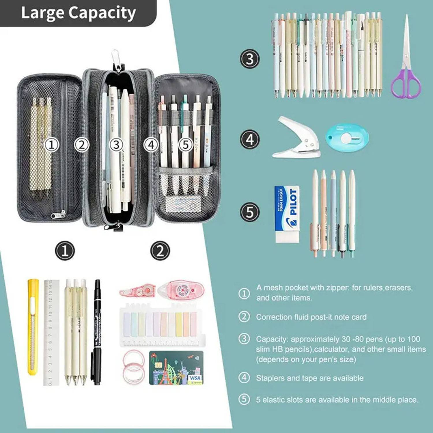 Large Stationery Storage Pencil Pouch 6