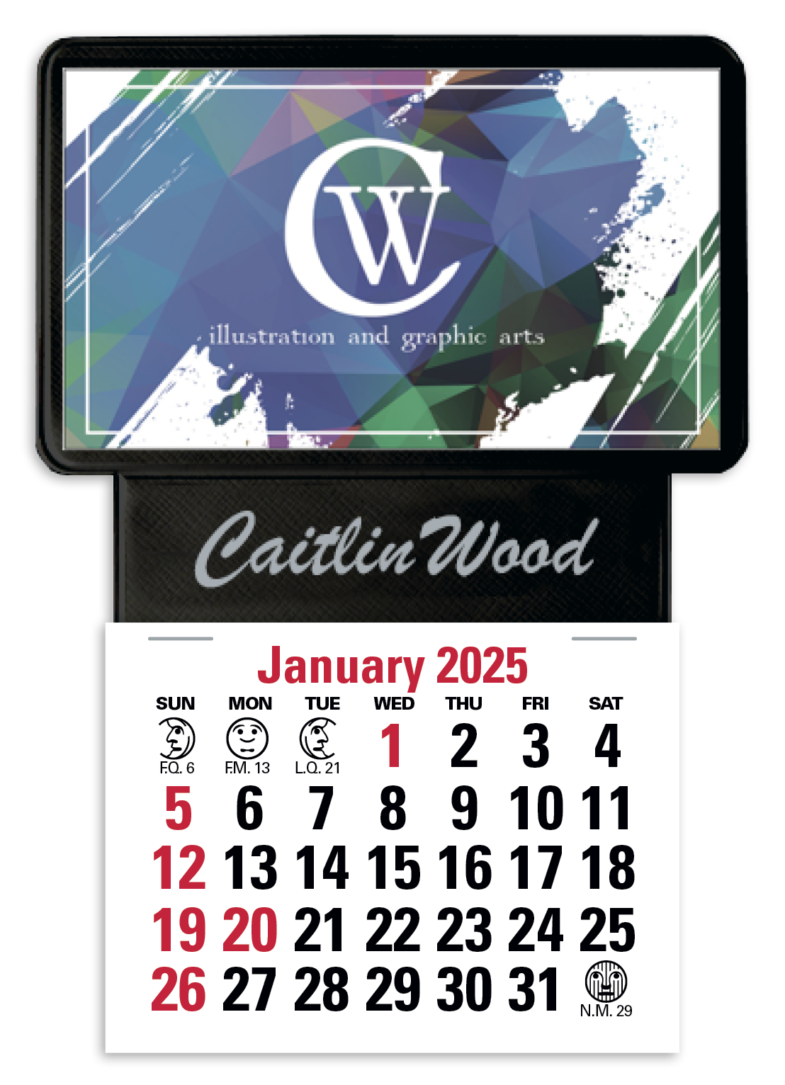 Press-N-Stick Business Card Holder With Imprint And Calendar Pad