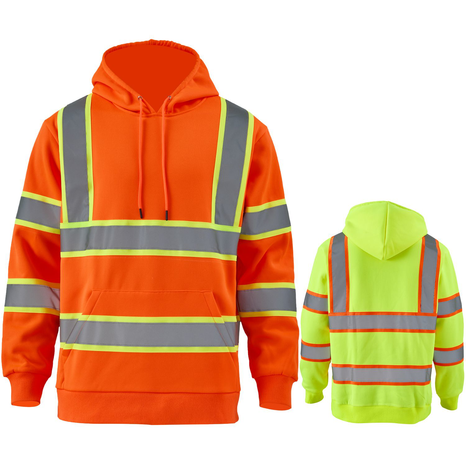 Class 3 Two Tone Double Band 2" Reflective Tape Safety Hoodie 4