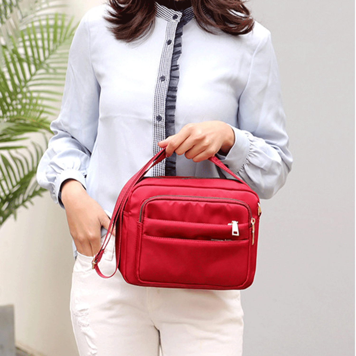 Five-Layers red purple Oxford Messenger cross-body Bag 14