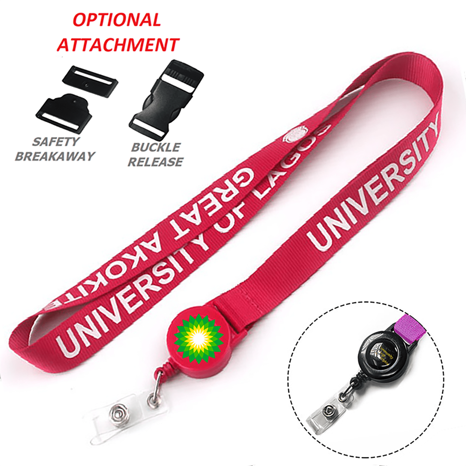 3/4" Polyester Lanyard with Retractable Reel Combo 5
