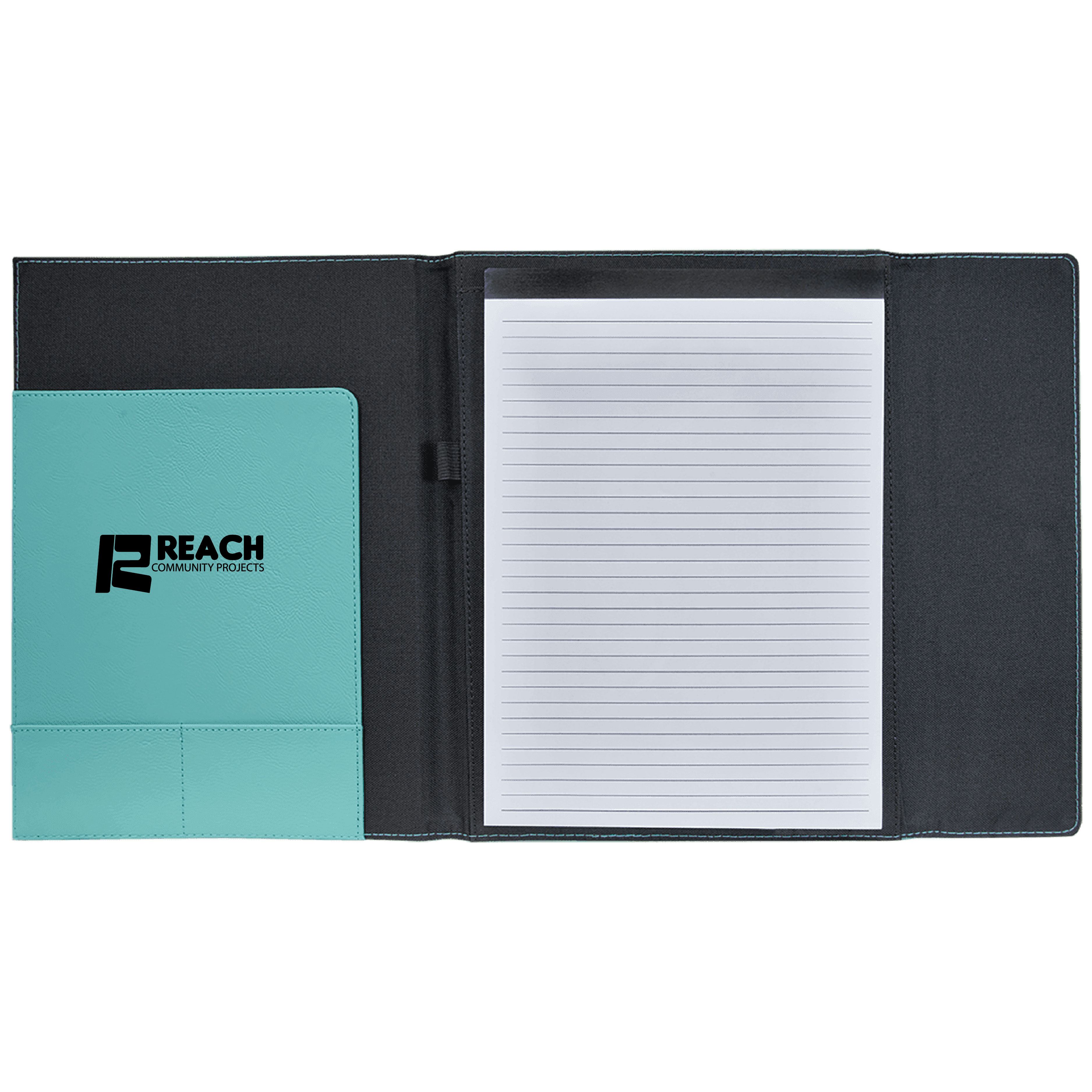 9" x 12" Teal Leatherette & Black Canvas Portfolio 2