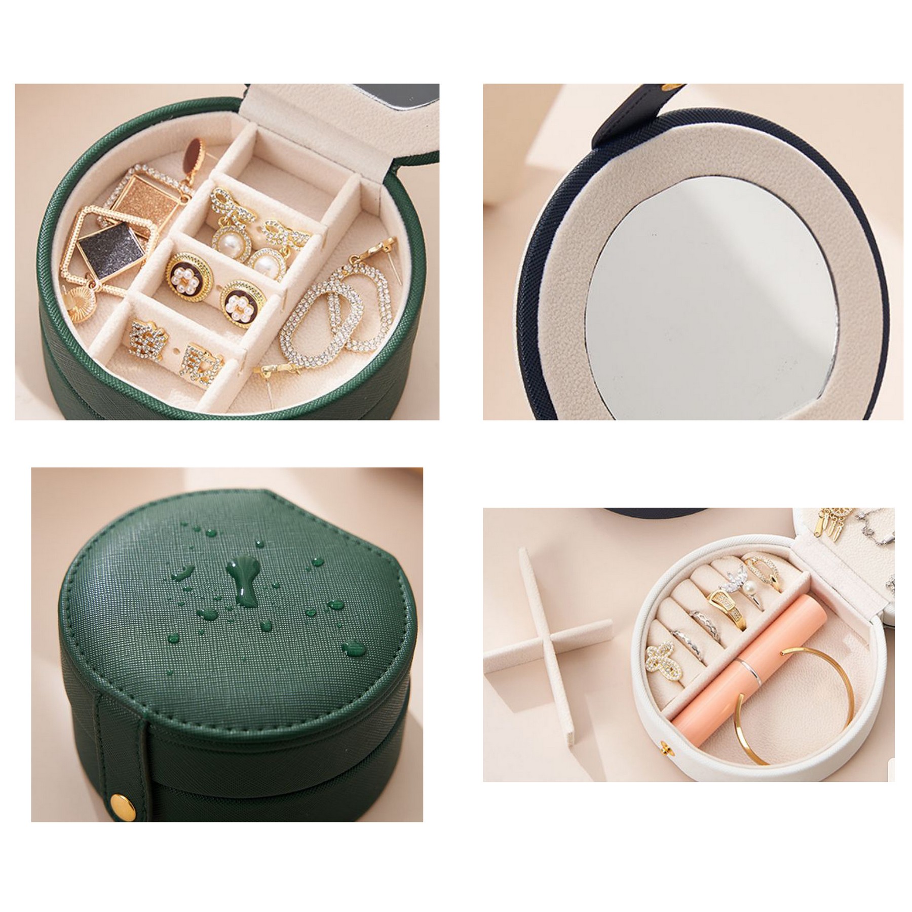 Mini Travel Jewelry Organiser Box With Mirror 2