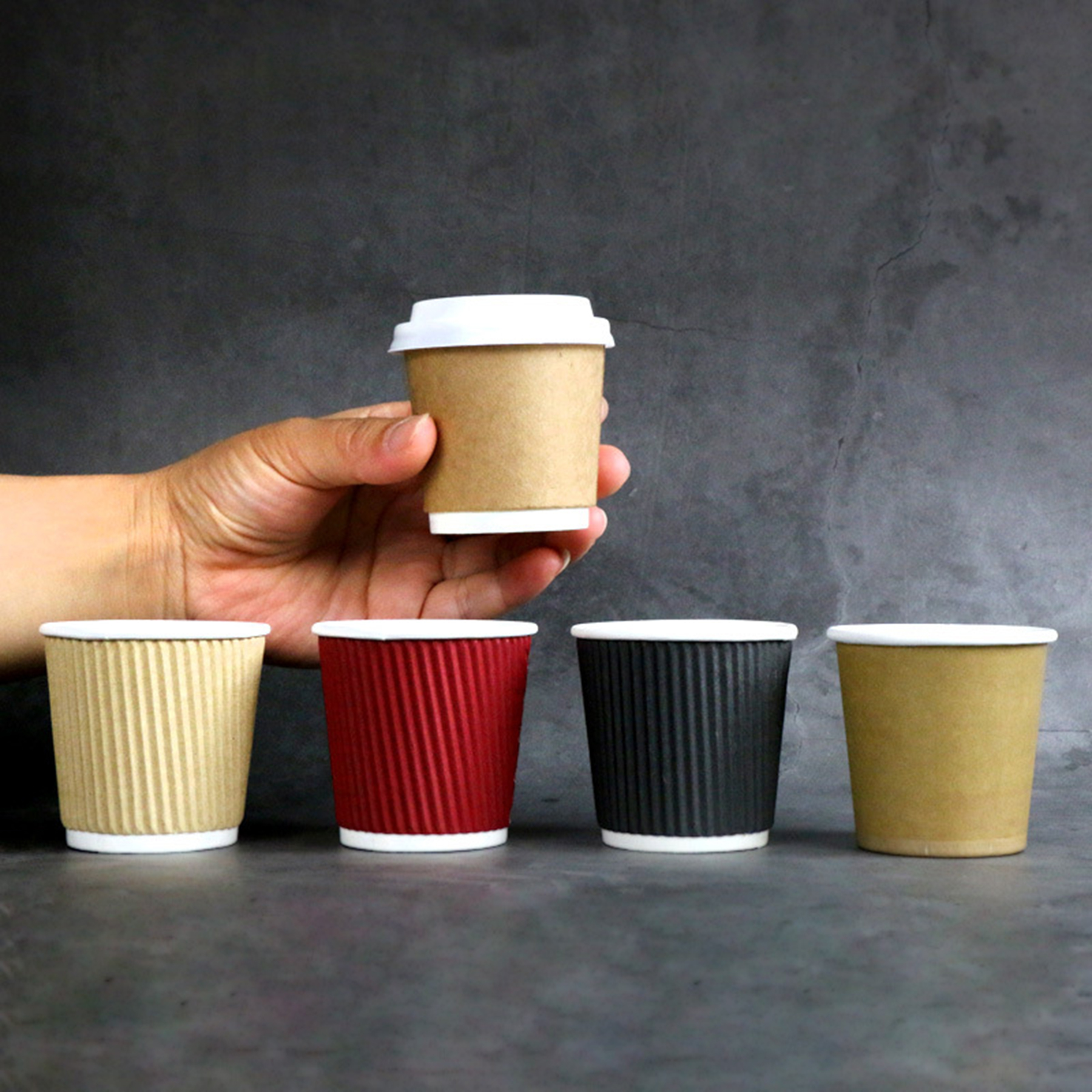Insulated Kraft Ripple Wall Disposable Go Paper Coffee Cups 2