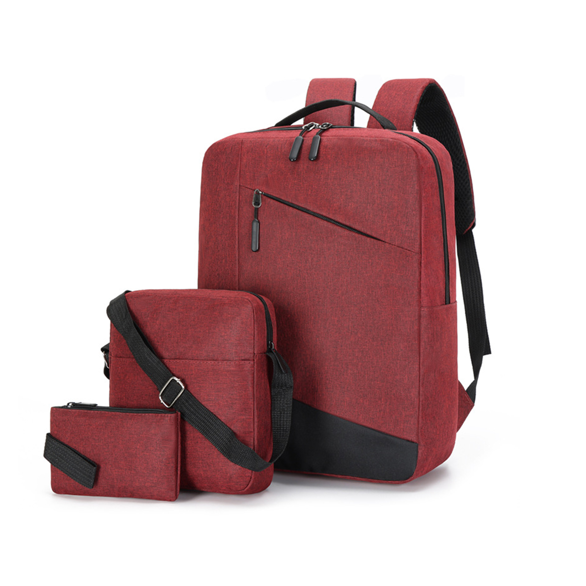 Three Piece Backpack Crossbody And Pouch Set Polyester 2
