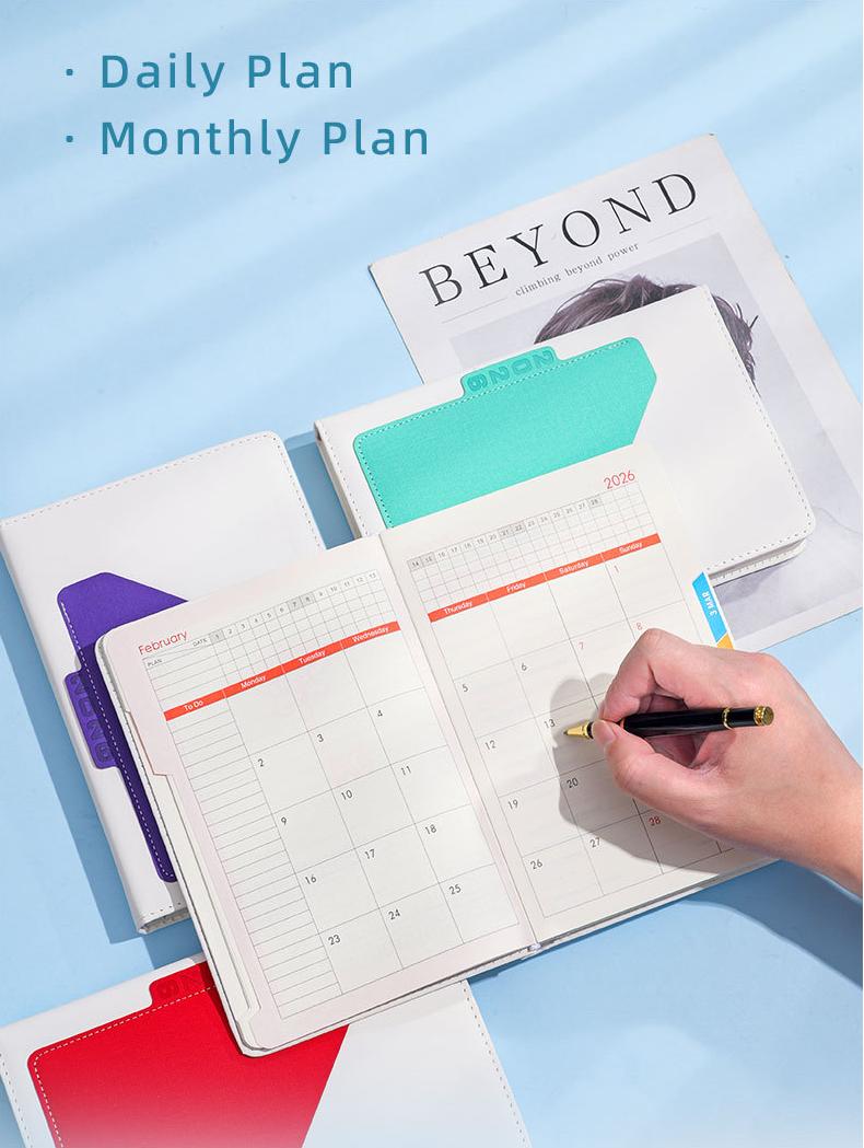 2026 A5 English Daily Planner with Calendar and Notebook 10